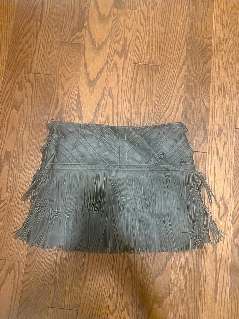 Parker Slate Gray Fringe Mini Skirt - Picture 4 of 4